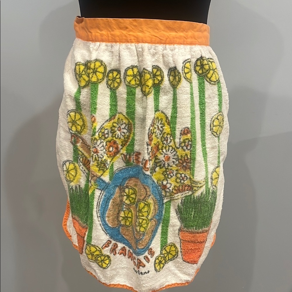 Frances Floral Towel apron with Orange Trim